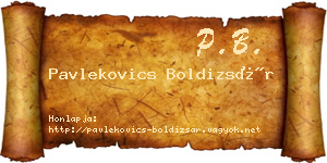 Pavlekovics Boldizsár névjegykártya